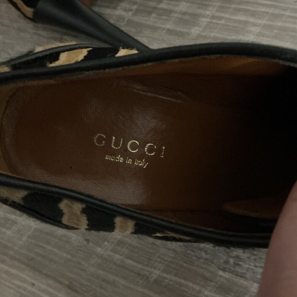 Gucci Tiger Print Haircalf LaceUp Heels Vintage Pumps Size US 7.5 - Picture 12 of 16